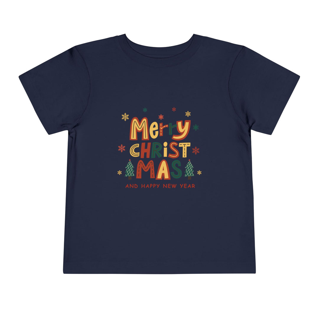 Toddler Christmas Tee — "Merry Christmas and Happy New Year" Holiday Shirt