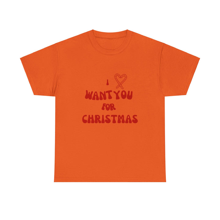 Unisex Heavy Cotton Tee - "I ❤️ Want You for Christmas", Unisex T-shirt