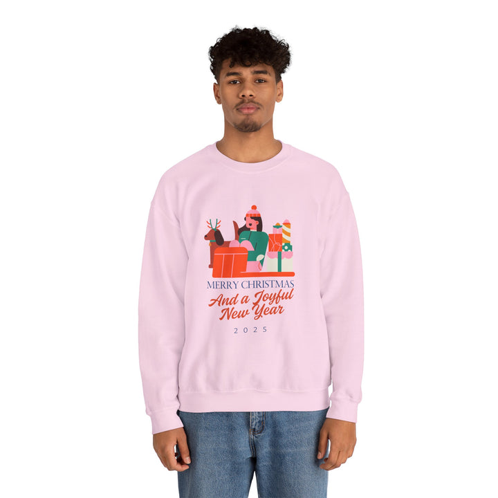 Christmas Crewneck Sweatshirt - "Merry Christmas and a Joyful New Year 2025" Holiday Sweatshirt