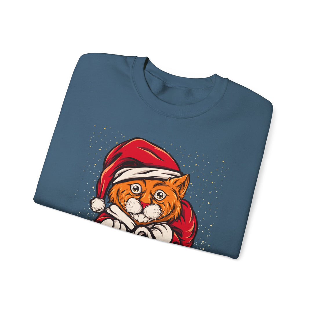 Santa Paws Unisex Heavy Blend Crewneck Sweatshirt - Cozy Festive Cat Design for Holiday Cheer