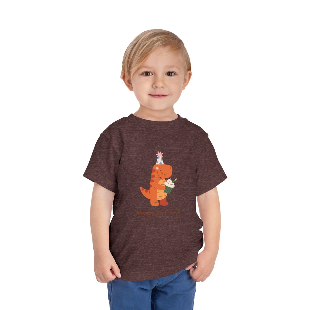 Toddler Tee — Cute Birthday Dinosaur "Happy Birthday" Shirt