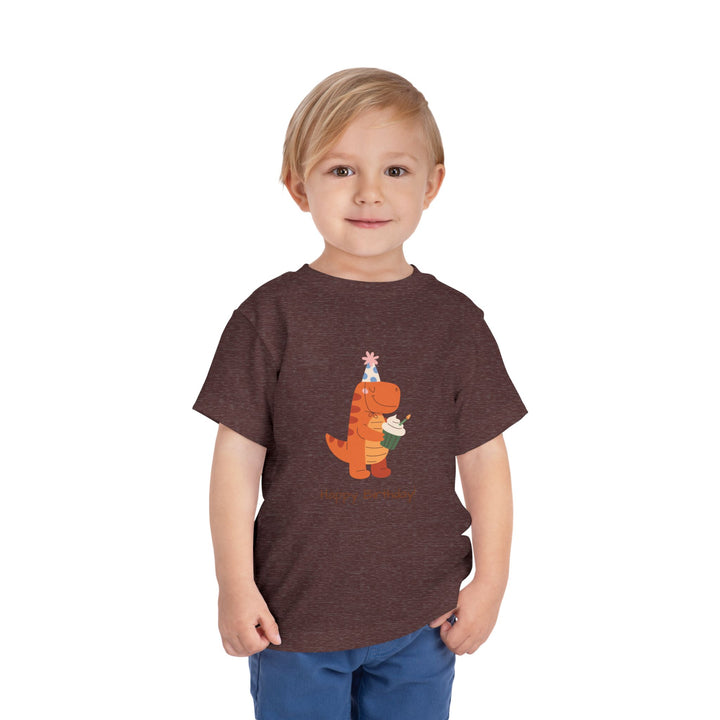 Toddler Tee — Cute Birthday Dinosaur "Happy Birthday" Shirt