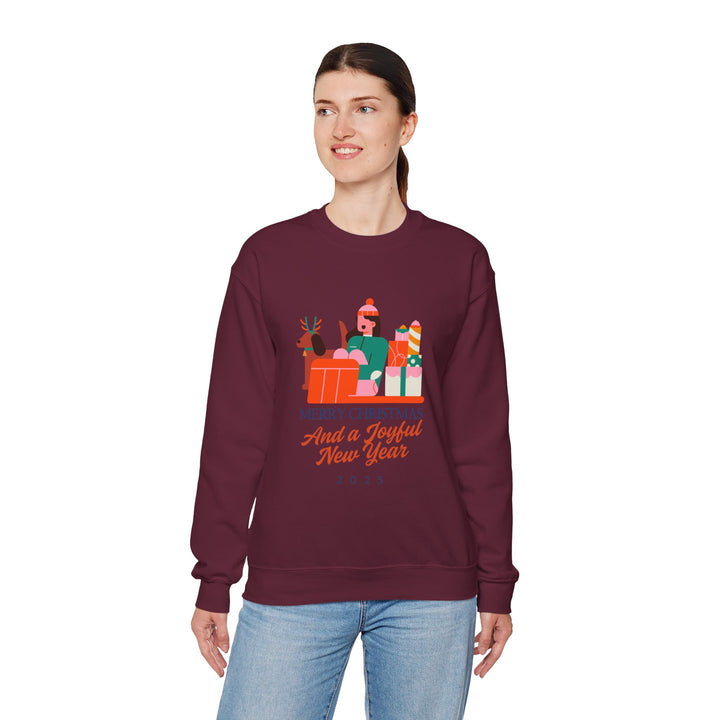 Christmas Crewneck Sweatshirt - "Merry Christmas and a Joyful New Year 2025" Holiday Sweatshirt