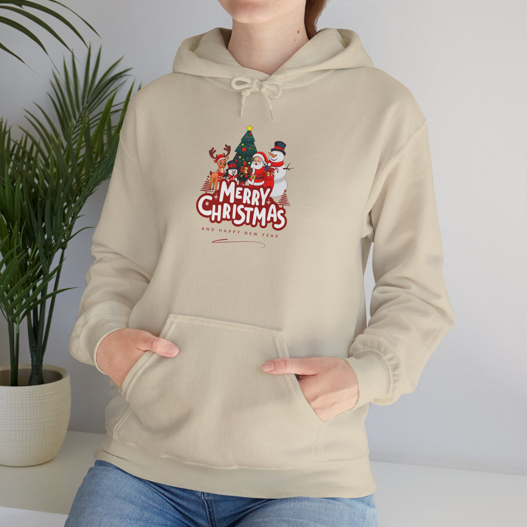 Christmas Crew Hoodie - 'Merry Christmas' Santa & Snowman Holiday Sweatshirt