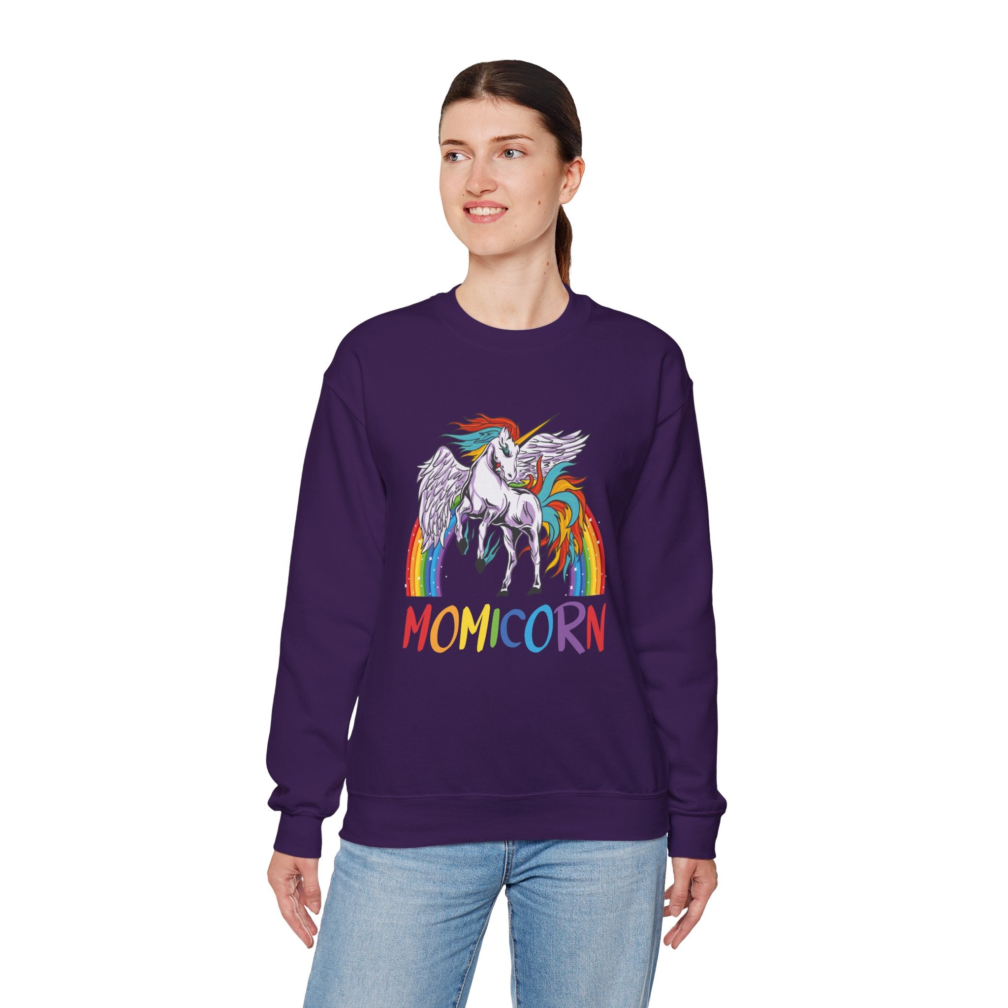Mom Sweatshirt - Colorful MOMICORN Design