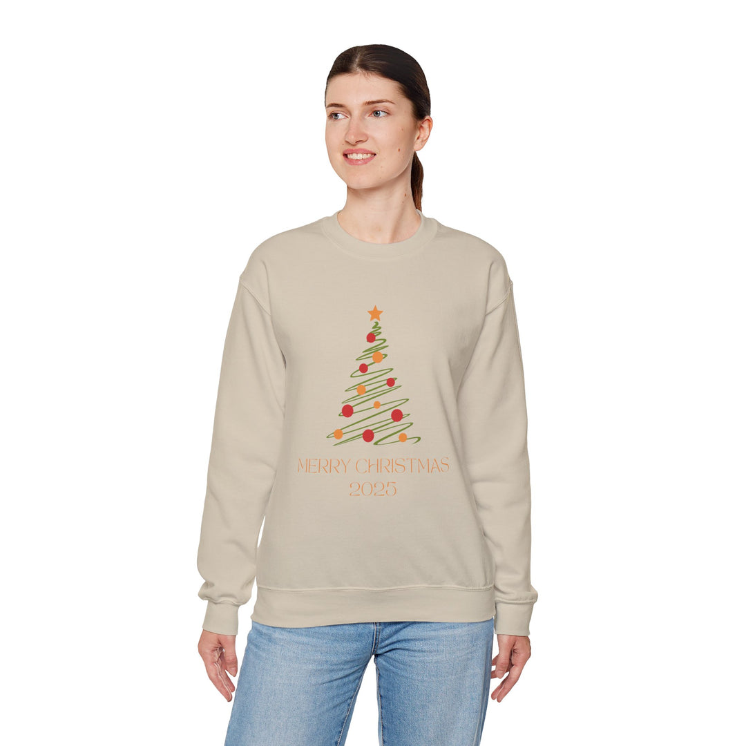 Christmas Tree Crewneck Sweatshirt – "Merry Christmas 2025" Holiday Sweater