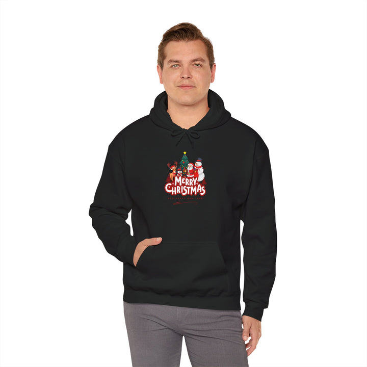 Christmas Crew Hoodie - 'Merry Christmas' Santa & Snowman Holiday Sweatshirt