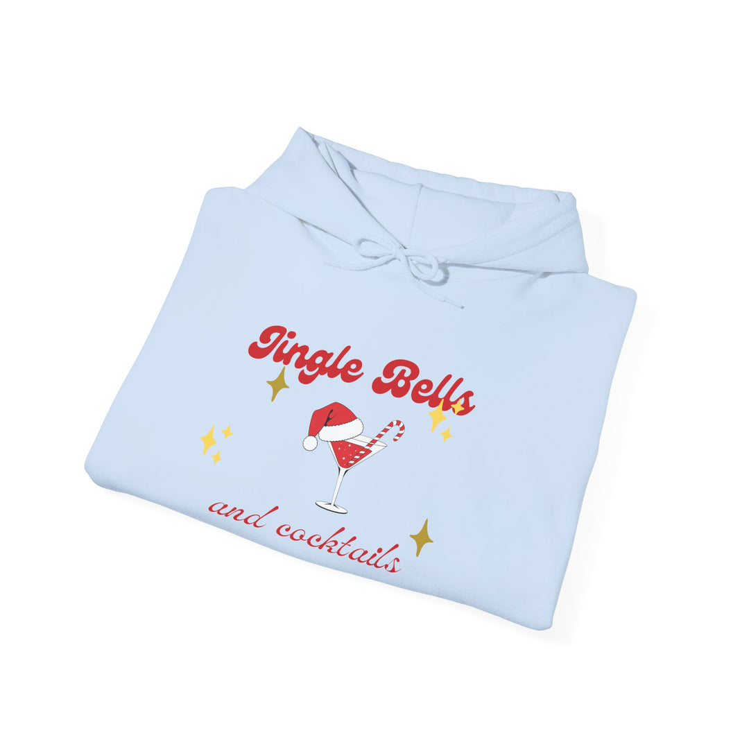 Jingle Bells and Cocktails Hoodie - Festive Unisex Heavy Blend Sweatshirt