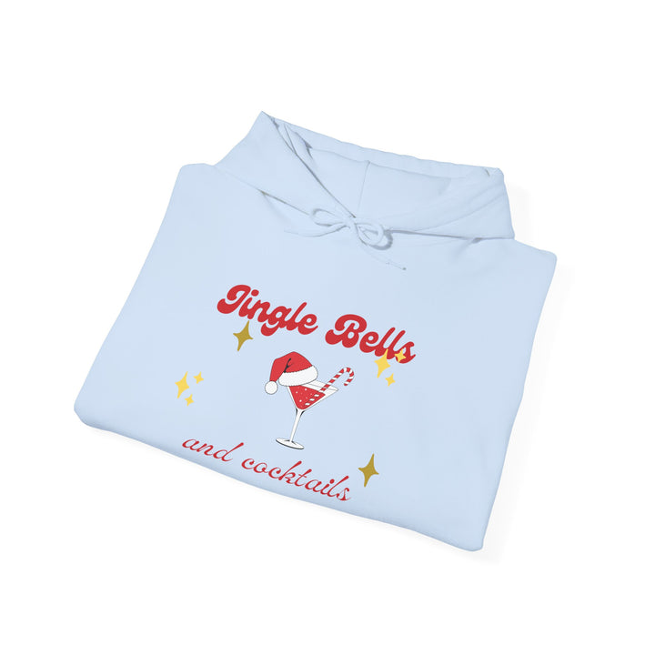 Jingle Bells and Cocktails Hoodie - Festive Unisex Heavy Blend Sweatshirt