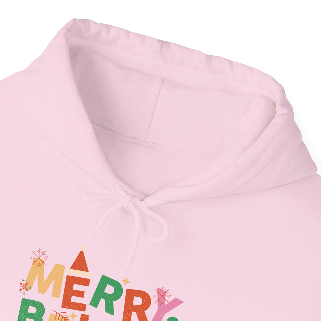 Merry & Bright Holiday Hoodie — Colorful Christmas Graphic Sweatshirt