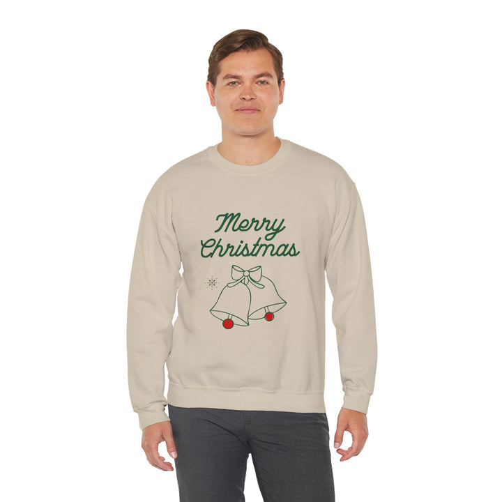 Christmas Crewneck Sweatshirt — “Merry Christmas” Bells Holiday Pullover