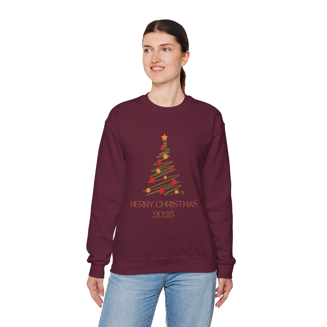 Christmas Tree Crewneck Sweatshirt – "Merry Christmas 2025" Holiday Sweater