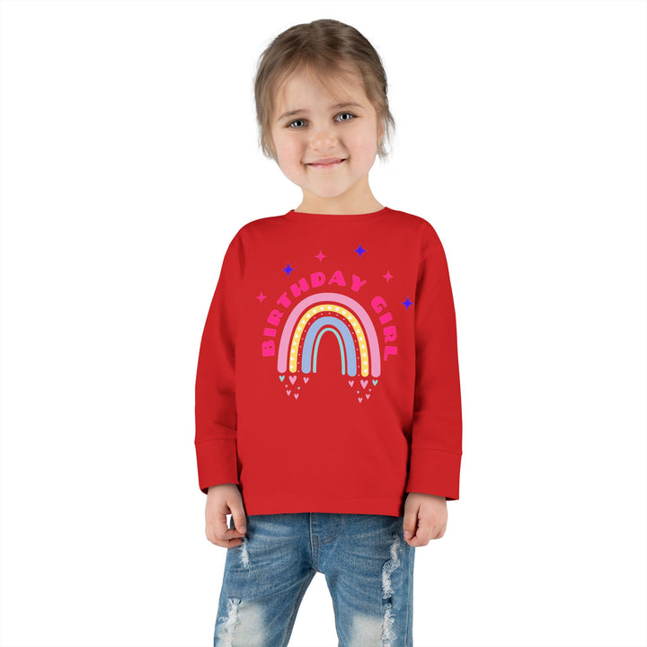 Birthday Girl Toddler Long Sleeve Tee — Rainbow Celebration