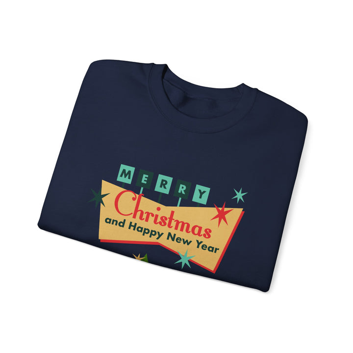 Christmas Crewneck Sweatshirt - "Merry Christmas and Happy New Year" Retro Holiday Design