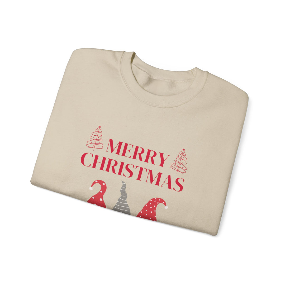Christmas Gnome Crewneck Sweatshirt - "Merry Christmas and Happy New Year" Holiday Sweatshirt