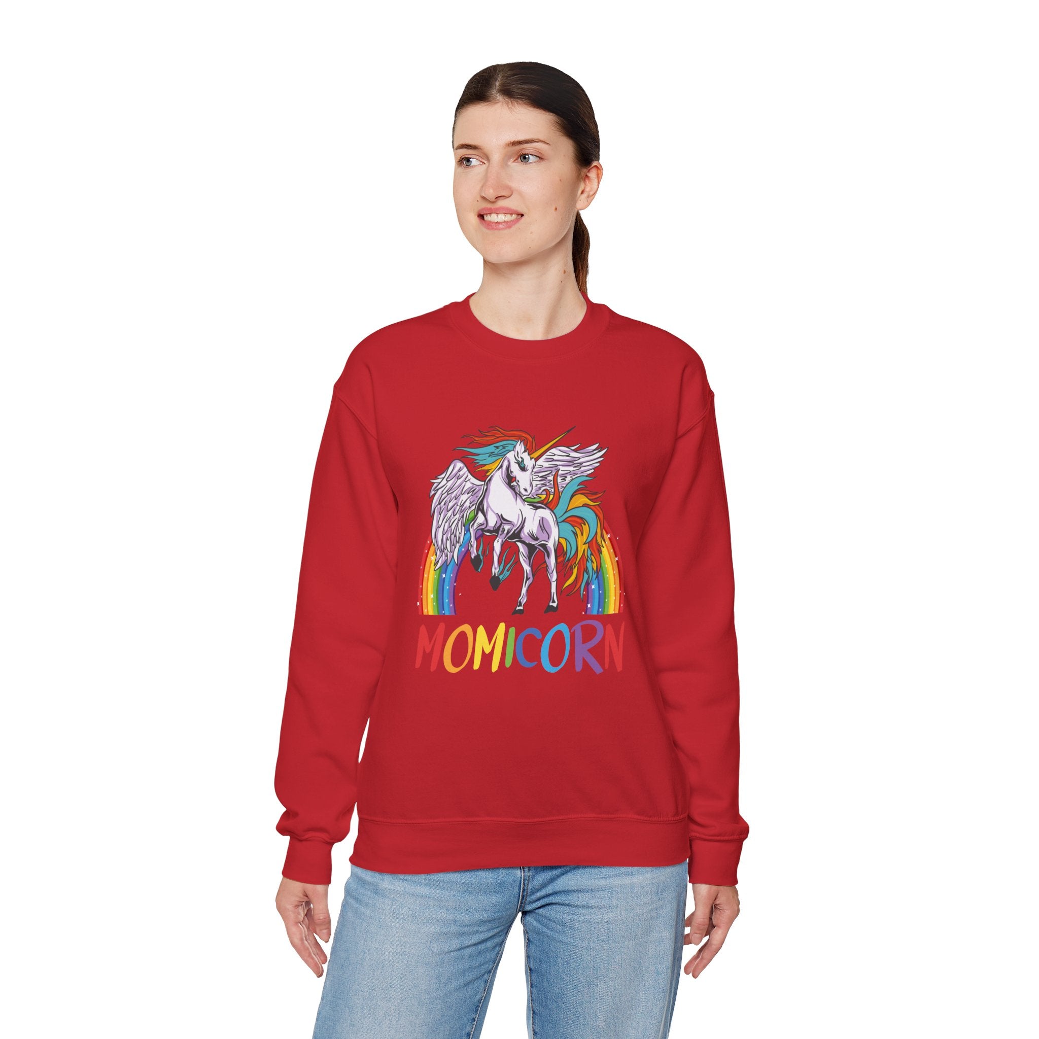 Mom Sweatshirt - Colorful MOMICORN Design