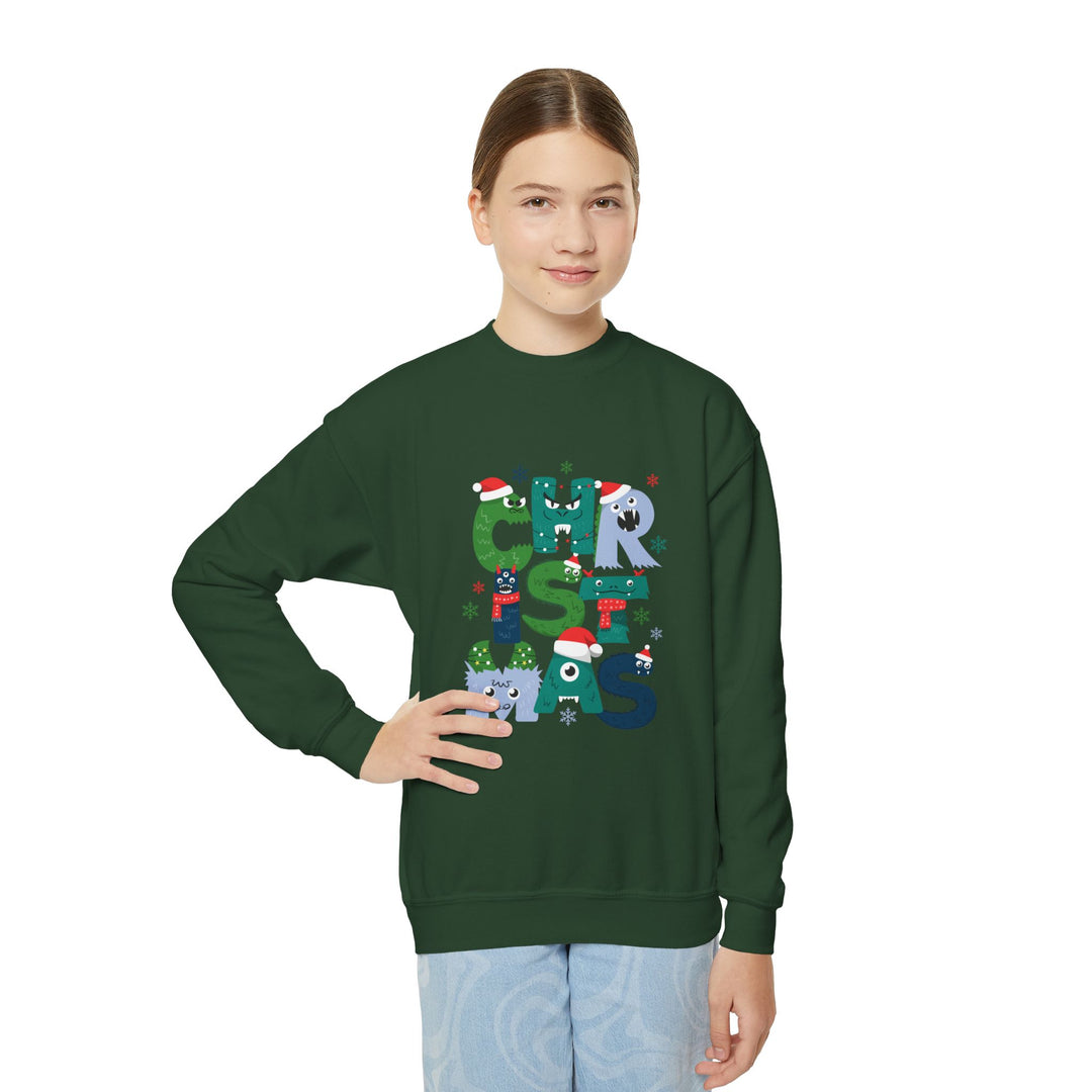 Kids Christmas Crewneck Sweatshirt – Colorful Holiday 'CHRISTMAS' Letter Design