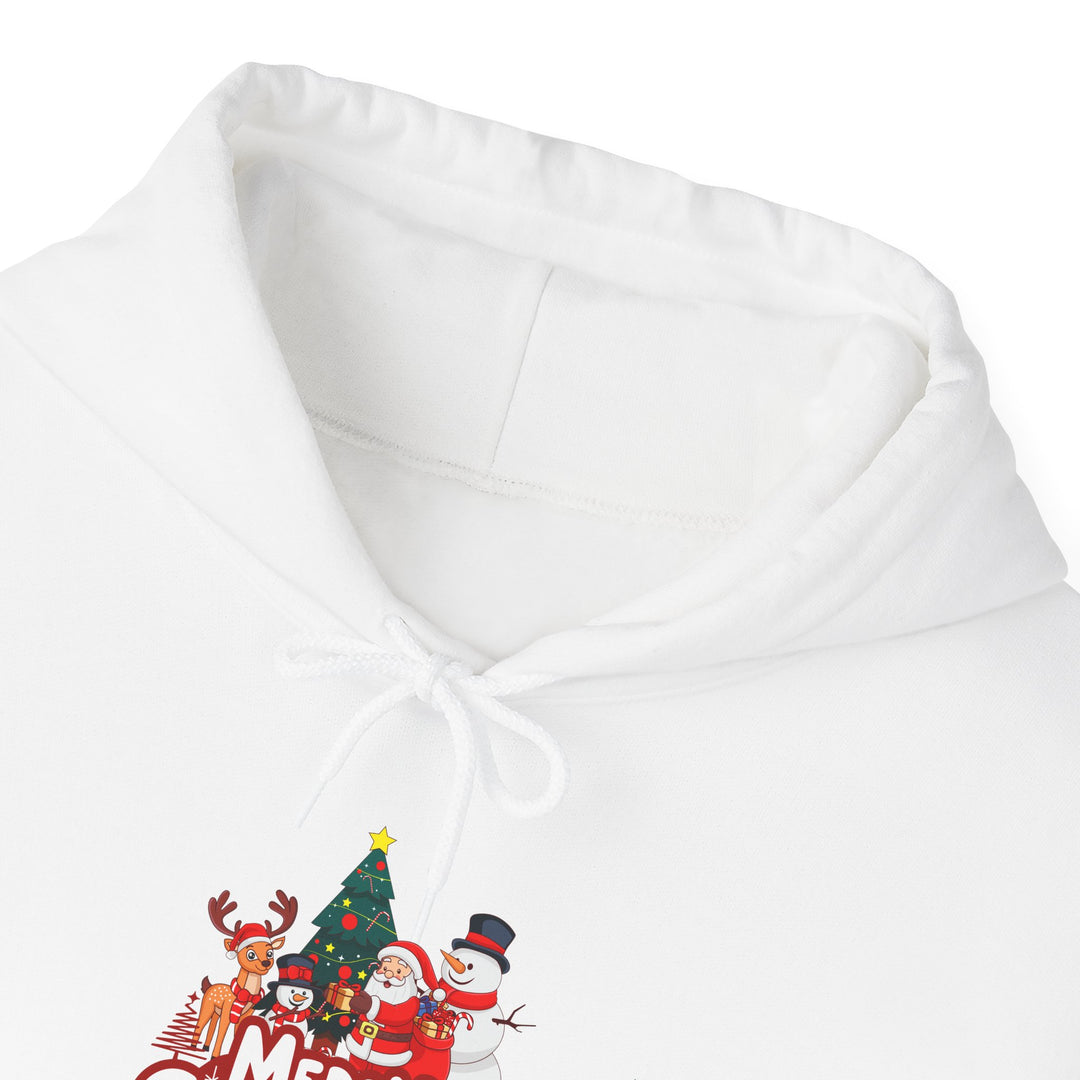 Christmas Crew Hoodie - 'Merry Christmas' Santa & Snowman Holiday Sweatshirt