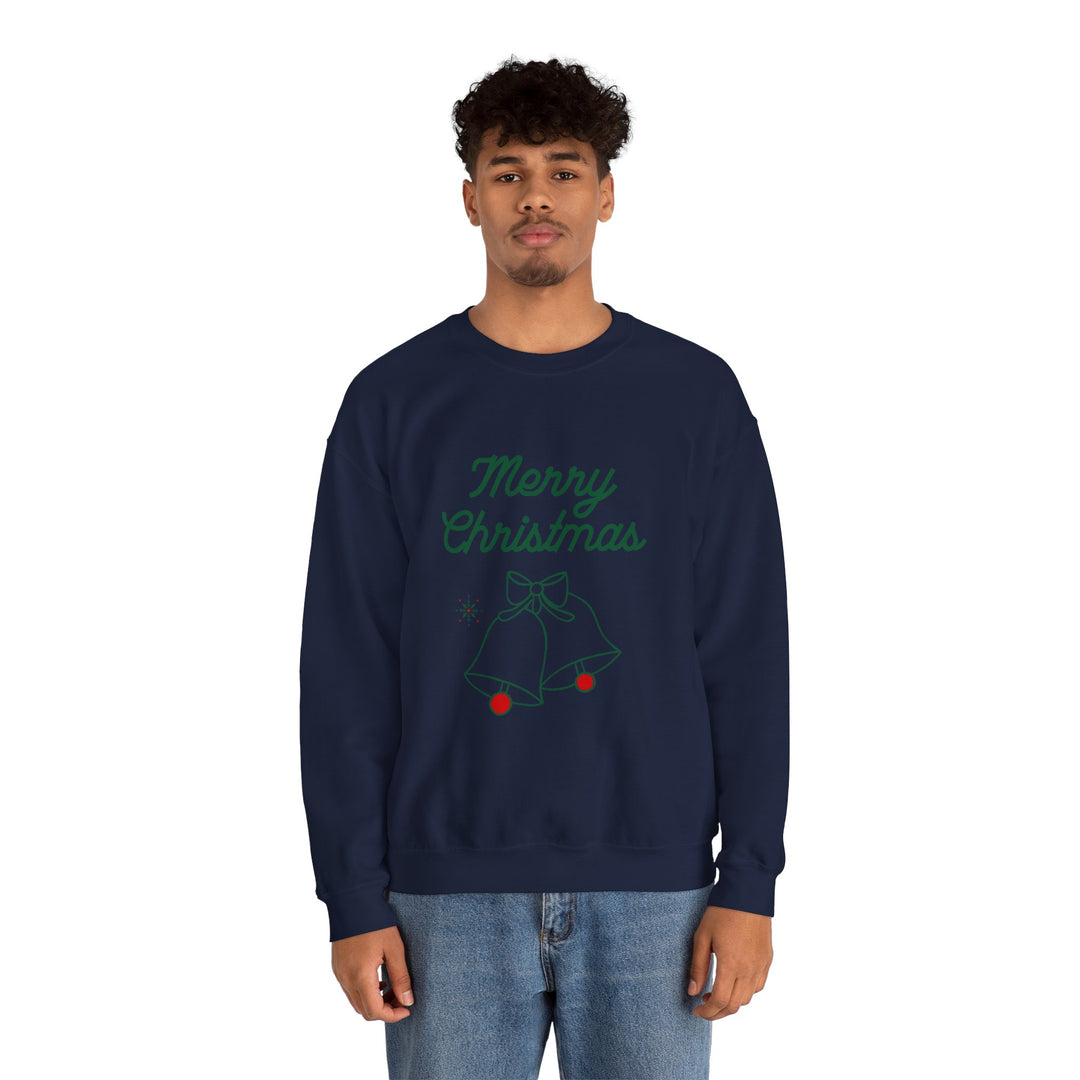 Christmas Crewneck Sweatshirt — “Merry Christmas” Bells Holiday Pullover