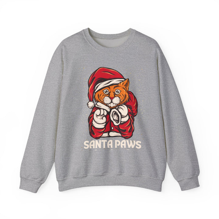 Santa Paws Unisex Heavy Blend Crewneck Sweatshirt - Cozy Festive Cat Design for Holiday Cheer