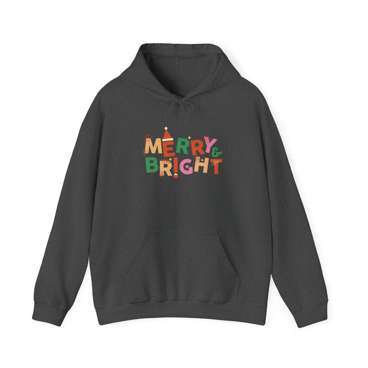 Merry & Bright Holiday Hoodie — Colorful Christmas Graphic Sweatshirt
