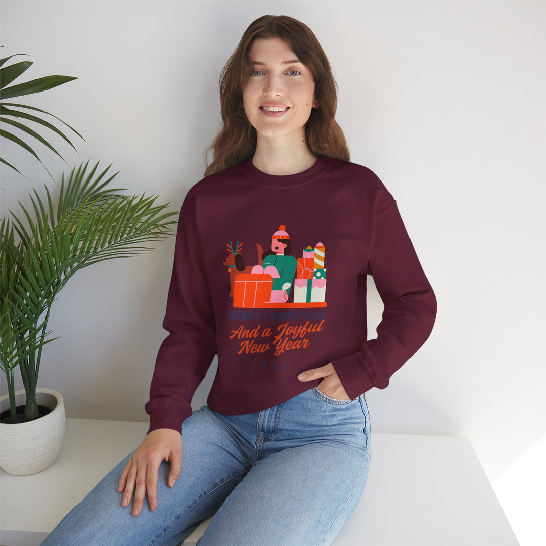 Christmas Crewneck Sweatshirt - "Merry Christmas and a Joyful New Year 2025" Holiday Sweatshirt