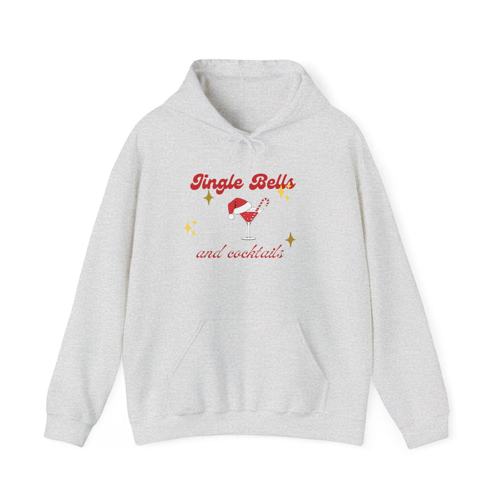 Jingle Bells and Cocktails Hoodie - Festive Unisex Heavy Blend Sweatshirt