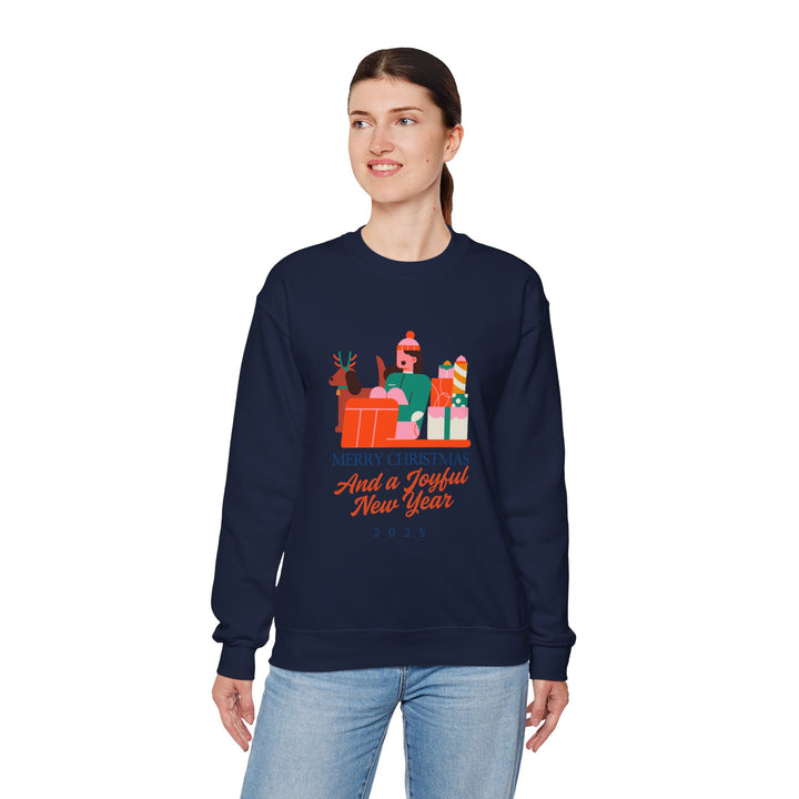 Christmas Crewneck Sweatshirt - "Merry Christmas and a Joyful New Year 2025" Holiday Sweatshirt