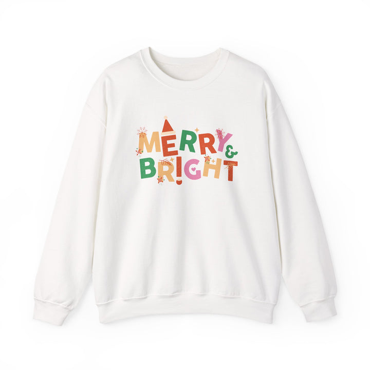 Merry & Bright Crewneck Sweatshirt — Colorful Holiday Christmas Sweater