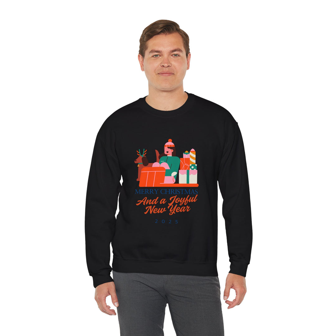 Christmas Crewneck Sweatshirt - "Merry Christmas and a Joyful New Year 2025" Holiday Sweatshirt