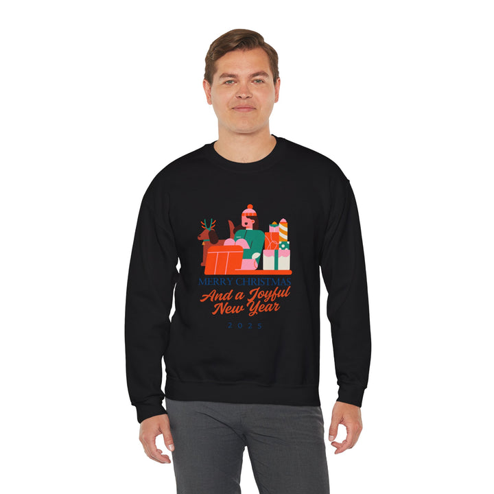 Christmas Crewneck Sweatshirt - "Merry Christmas and a Joyful New Year 2025" Holiday Sweatshirt