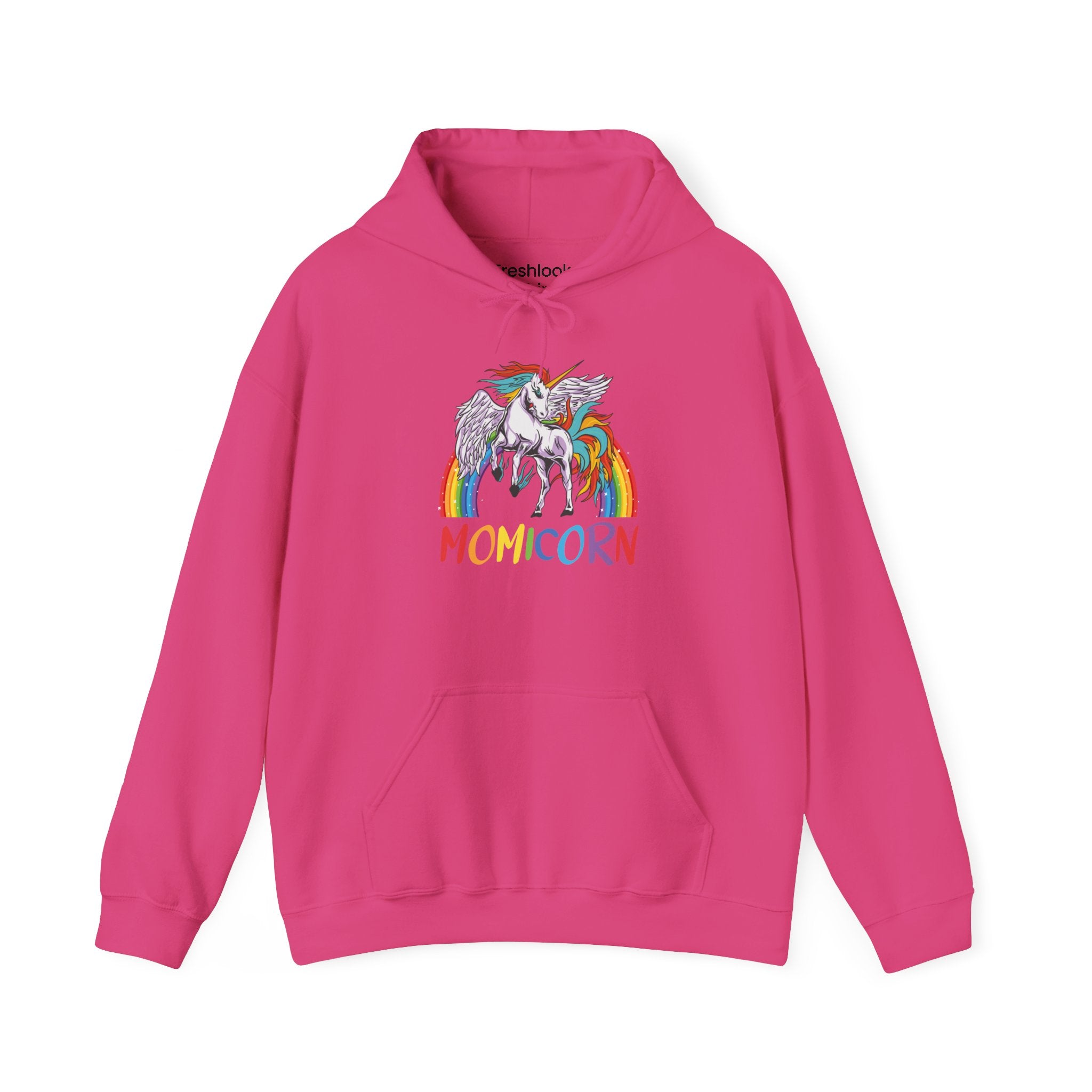 Mom's Hooded Sweatshirt - MOMICORN Hoodie - Colorful Unicorn Design for Fun and Comfort