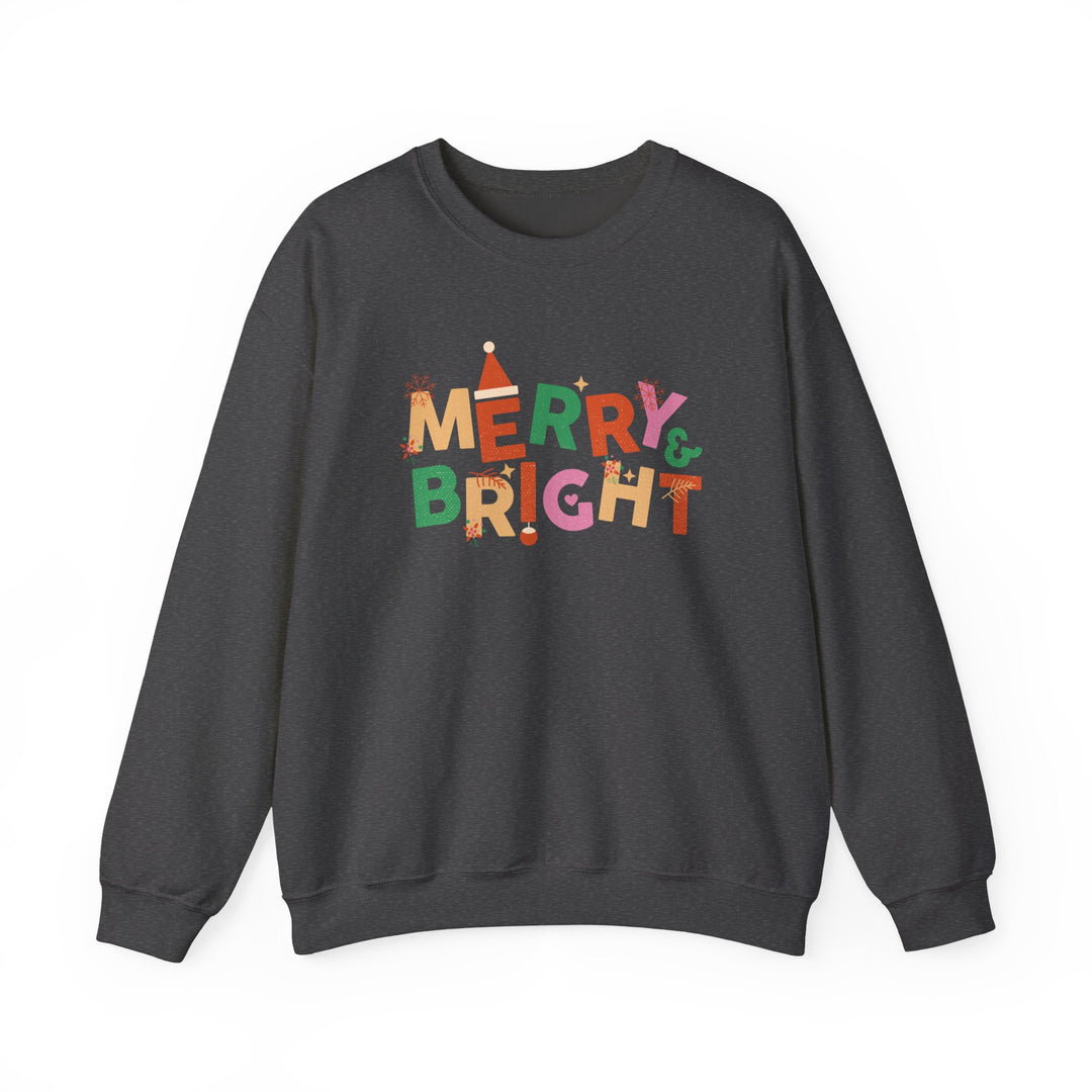 Merry & Bright Crewneck Sweatshirt — Colorful Holiday Christmas Sweater