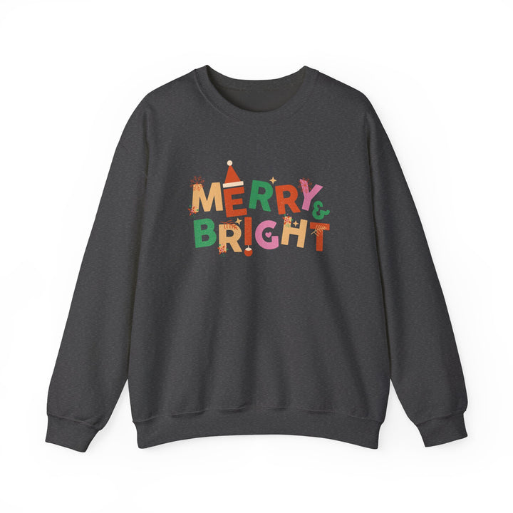 Merry & Bright Crewneck Sweatshirt — Colorful Holiday Christmas Sweater