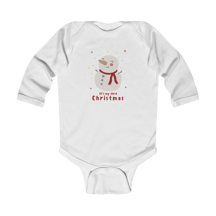 Infant Bodysuit - "My First Christmas" Snowman Baby Onesie, Cute Holiday Long Sleeve