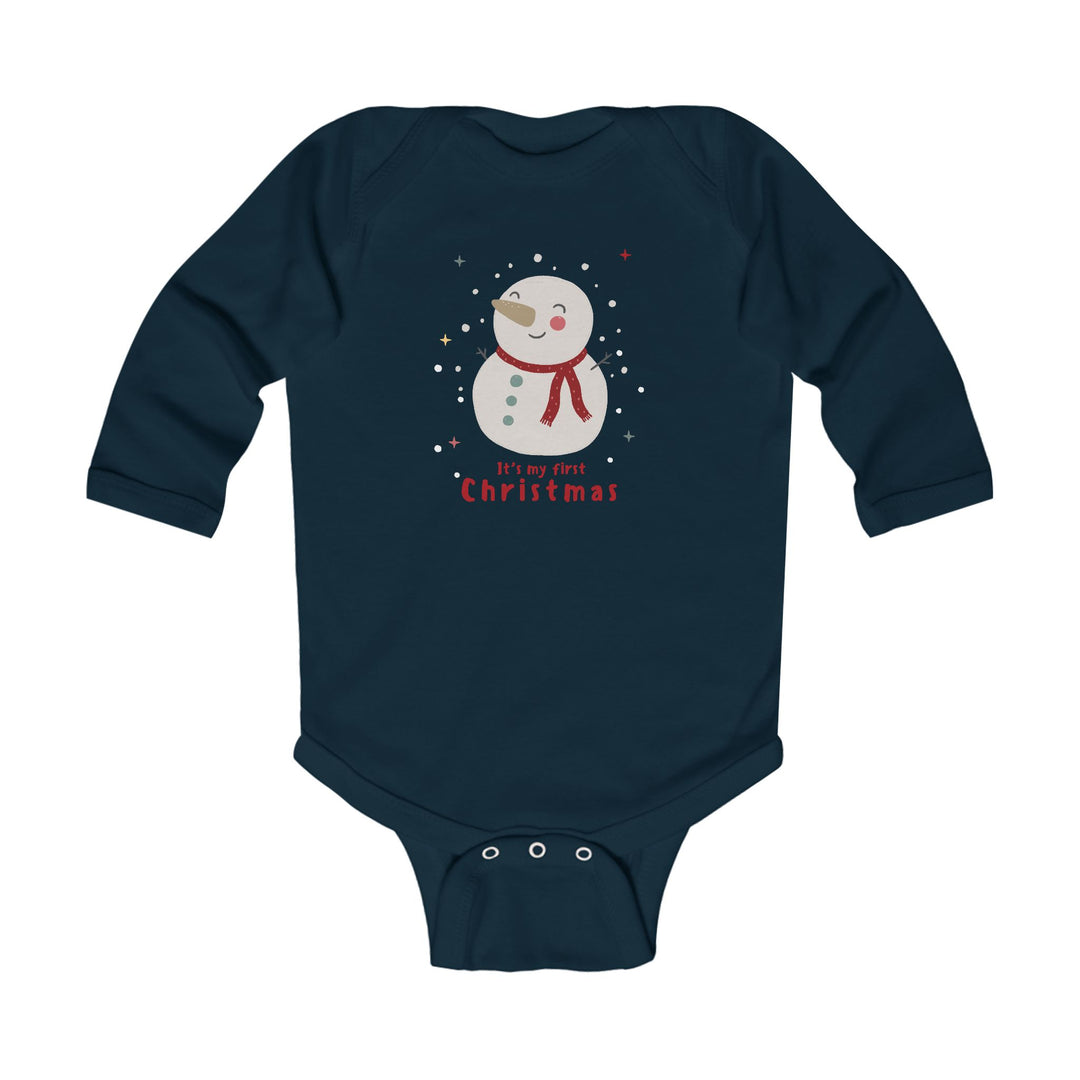 Infant Bodysuit - "My First Christmas" Snowman Baby Onesie, Cute Holiday Long Sleeve