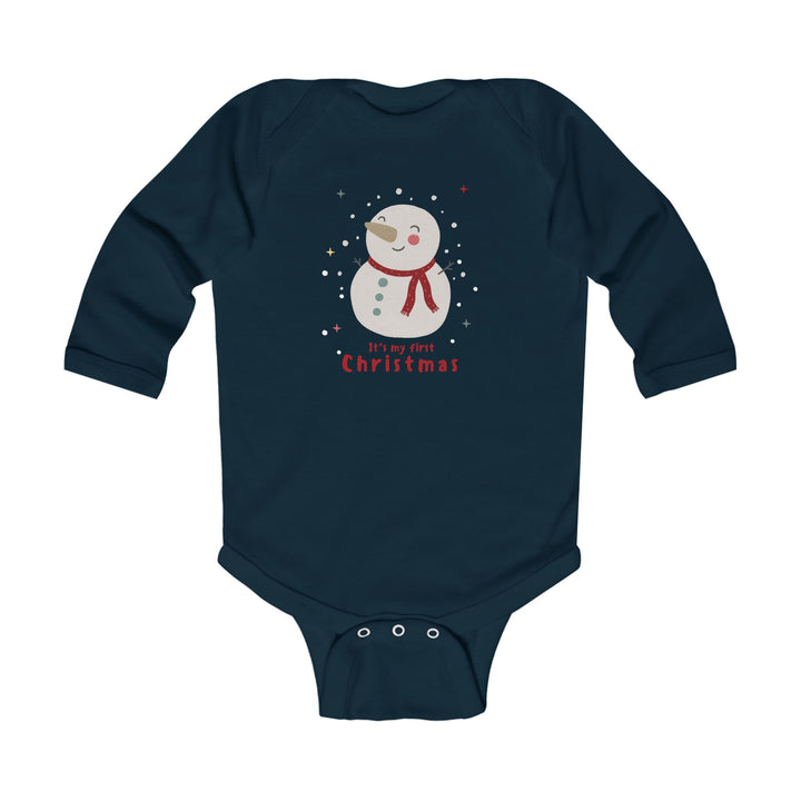 Infant Bodysuit - "My First Christmas" Snowman Baby Onesie, Cute Holiday Long Sleeve