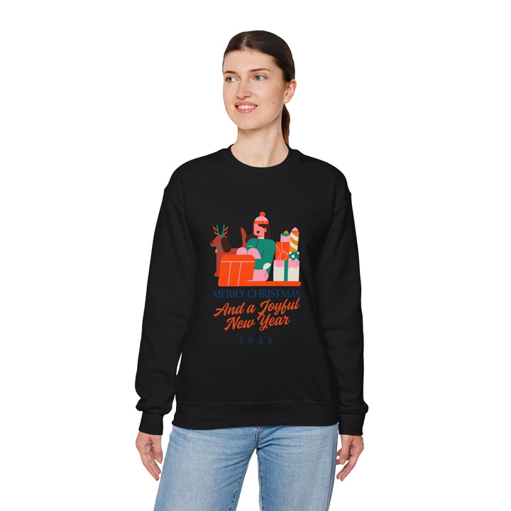 Christmas Crewneck Sweatshirt - "Merry Christmas and a Joyful New Year 2025" Holiday Sweatshirt