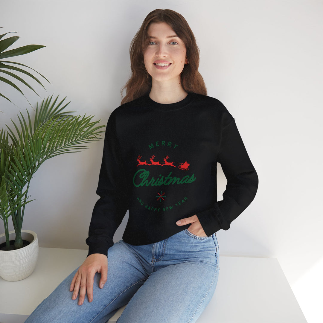 Christmas Crewneck Sweatshirt - 'Merry Christmas' Santa Sleigh Holiday Sweatshirt