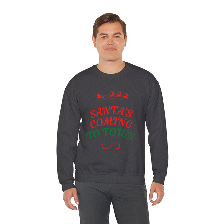 Christmas Sweatshirt — "Santa's Coming to Town" Festive Crewneck