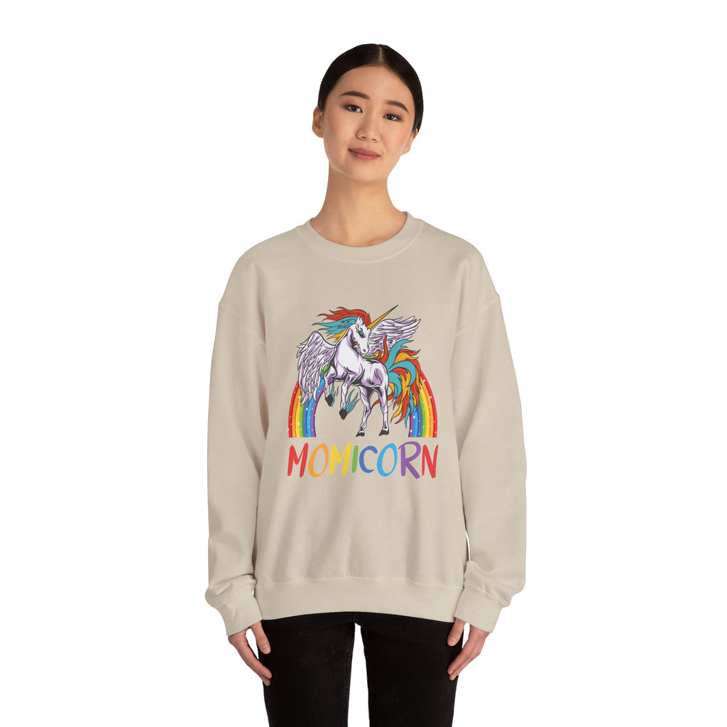 Mom Sweatshirt - Colorful MOMICORN Design