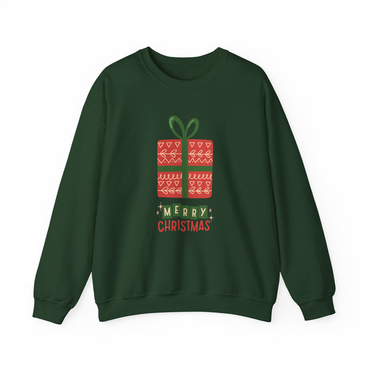 Christmas Present Sweatshirt – 'Merry Christmas' Holiday Crewneck