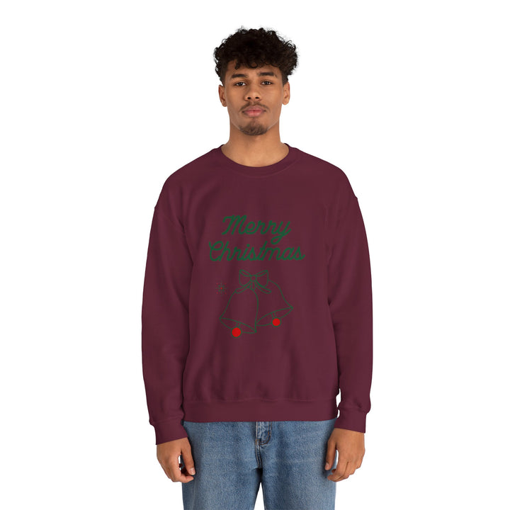 Christmas Crewneck Sweatshirt — “Merry Christmas” Bells Holiday Pullover