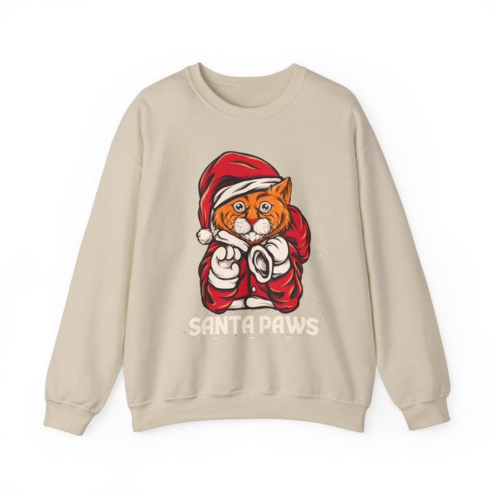 Santa Paws Unisex Heavy Blend Crewneck Sweatshirt - Cozy Festive Cat Design for Holiday Cheer