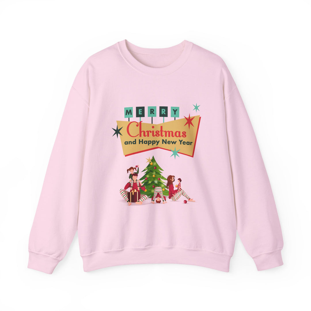 Christmas Crewneck Sweatshirt - "Merry Christmas and Happy New Year" Retro Holiday Design