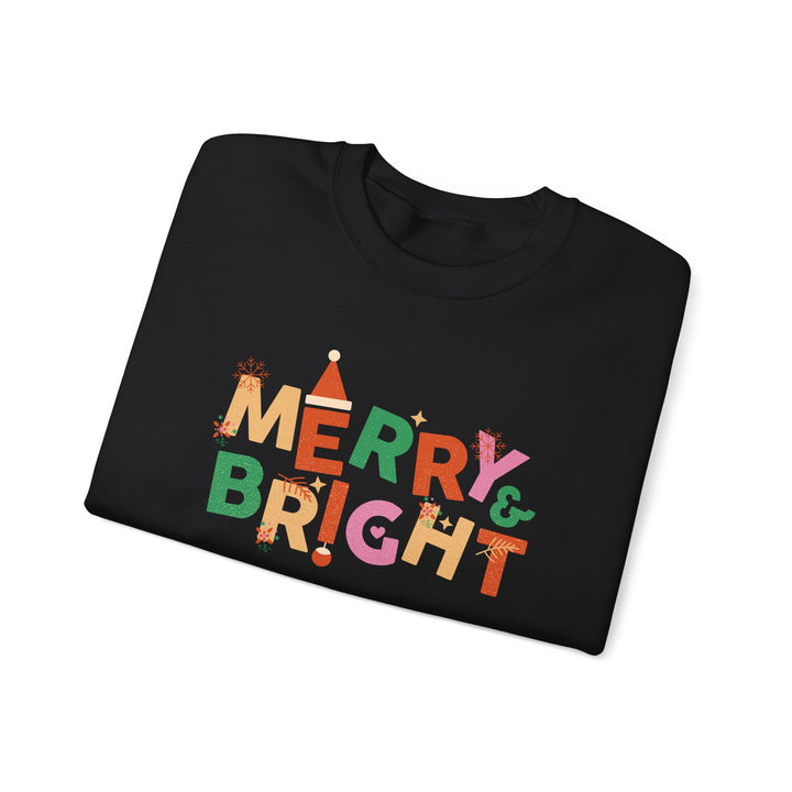 Merry & Bright Crewneck Sweatshirt — Colorful Holiday Christmas Sweater