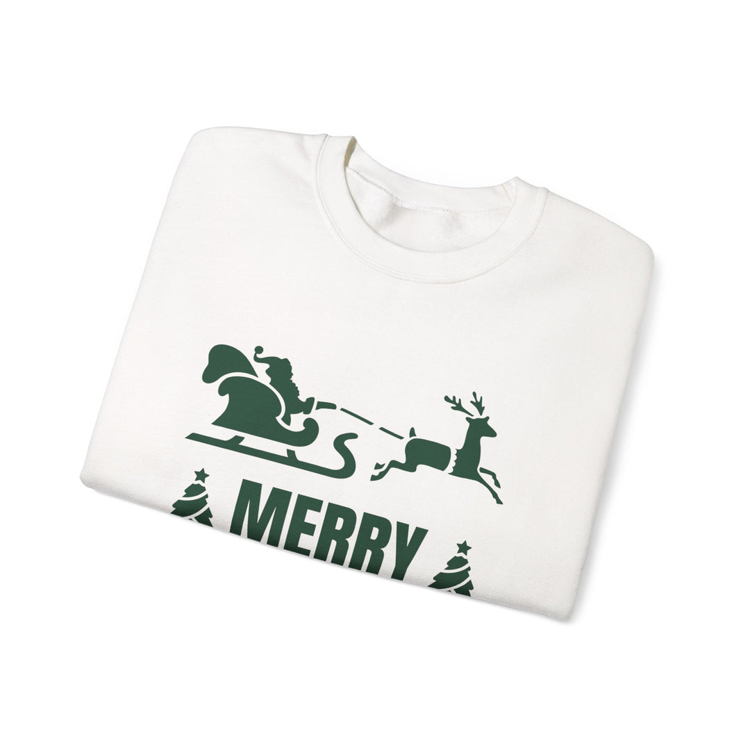 Christmas Sweatshirt - 'Merry Christmas and Happy New Year' Santa Sleigh Crewneck