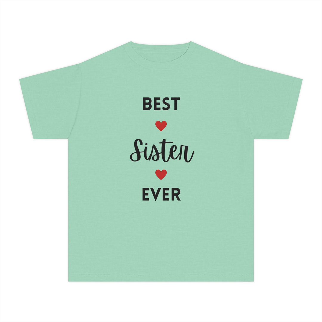 Best Sister Ever Youth Tee — Kids' Yellow 'Best Sister Ever' Heart T‑Shirt