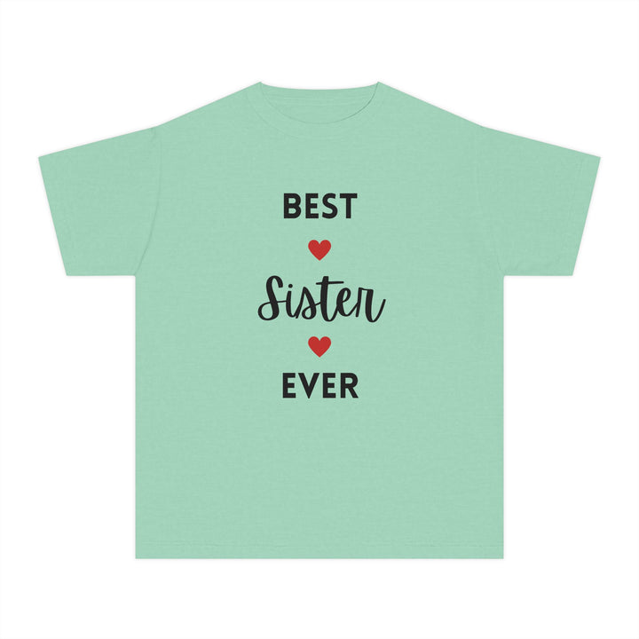 Best Sister Ever Youth Tee — Kids' Yellow 'Best Sister Ever' Heart T‑Shirt