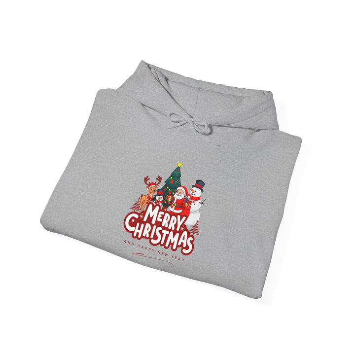 Christmas Crew Hoodie - 'Merry Christmas' Santa & Snowman Holiday Sweatshirt